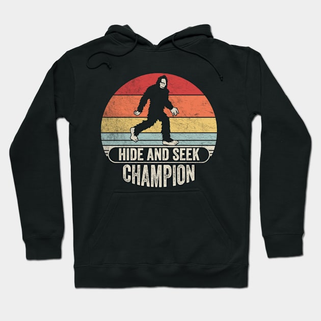 Retro Vintage Bigfoot Hide And Seek Champion Funny Camping Hiking Outdoor Hoodie by SomeRays